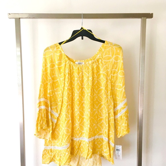 Tops Plus Size Yellow Peasant Blouse Poshmark
